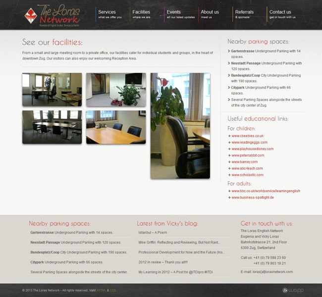 Website for The Loras Network in Zug, Switzerland